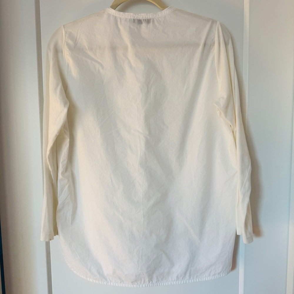 Italian Cotton Stretch Ruffle Front Blouse White S Rococo Revival Retail $300+ - Picture 2 of 7